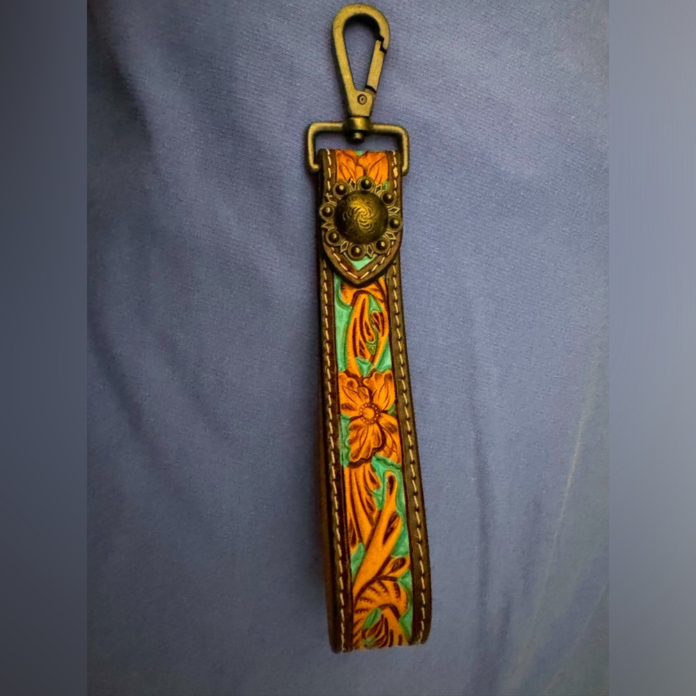 Genuine leather western wrist lanyard